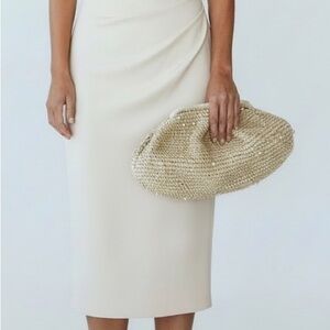 Dolce Vita Large Raffia Pearl Clutch